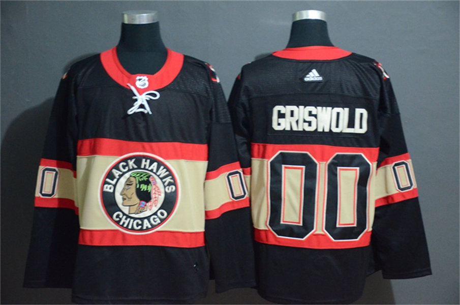 The National Lampoon's Vacation film #00 Clark Griswold Christmas Vacation Chicago Blackhawks Movie Hockey Jersey