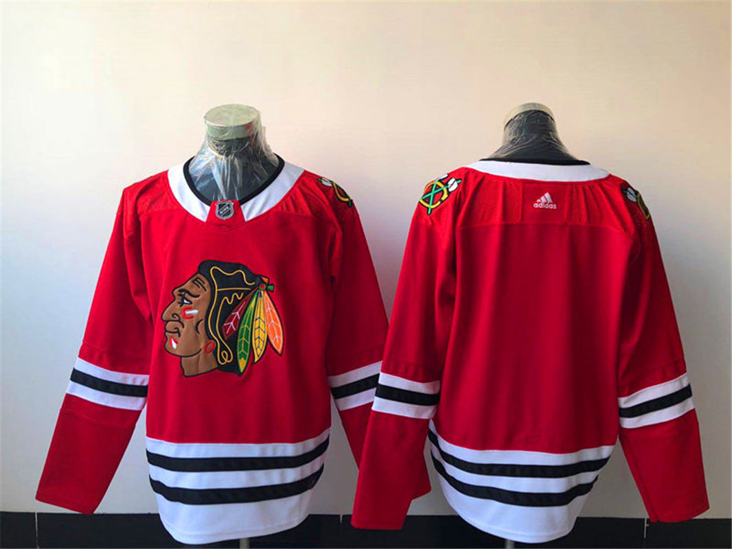 Mens Chicago Blackhawks Blank Adidas Home Red Jersey