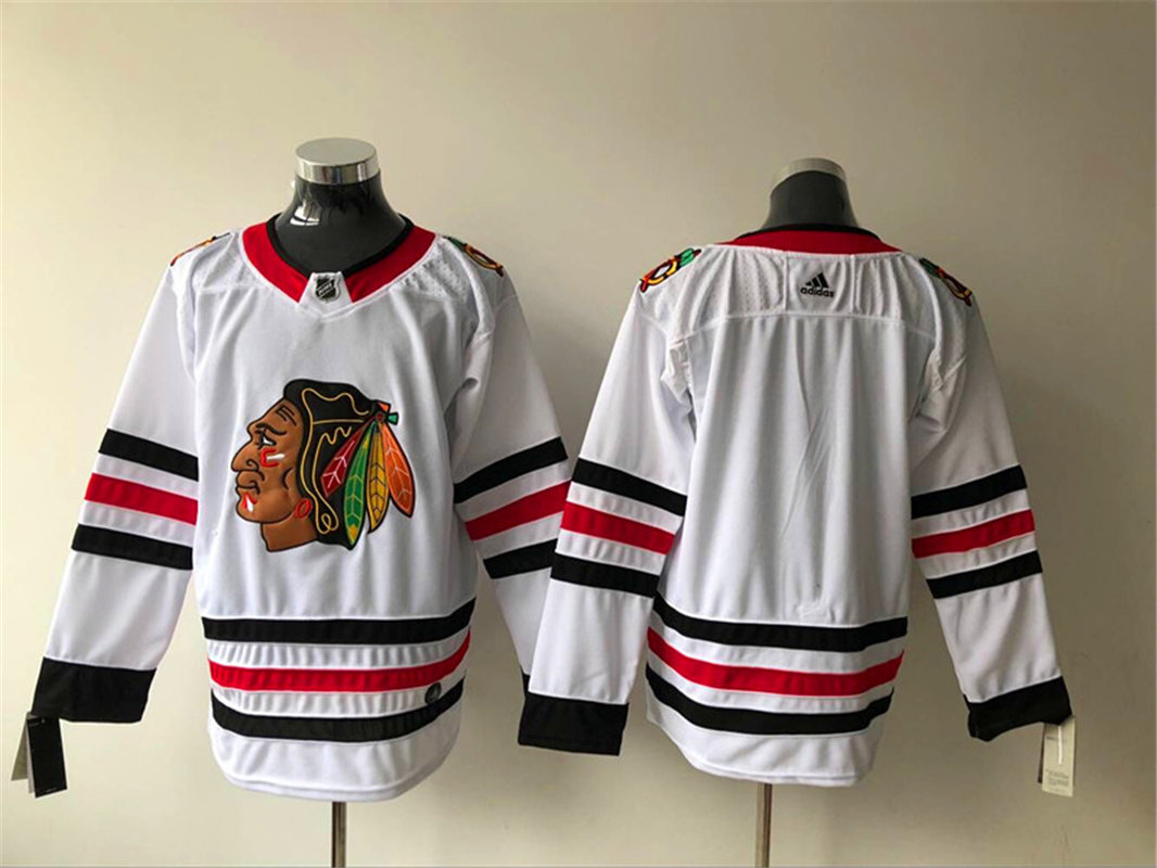 Mens Chicago Blackhawks Blank Adidas Away White Jersey