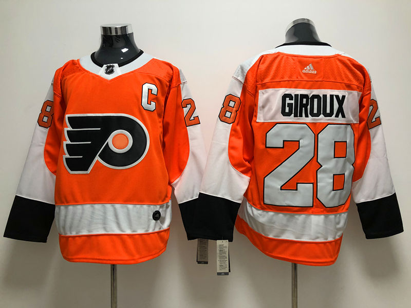 Mens Philadelphia Flyers #28 Claude Giroux  adidas Orange Authentic Jersey