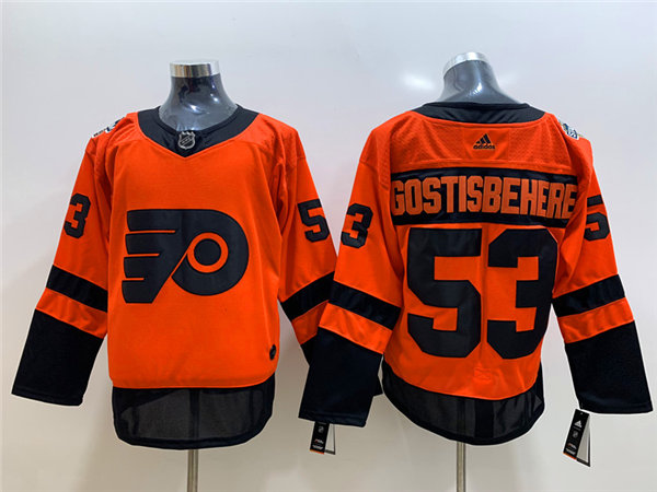 Mens Philadelphia Flyers #53 Shayne Gostisbehere adidas Orange 2019 NHL Stadium Series Jersey