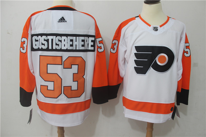 Mens Philadelphia Flyers #53 Shayne Gostisbehere adidas Away White Authentic Jersey
