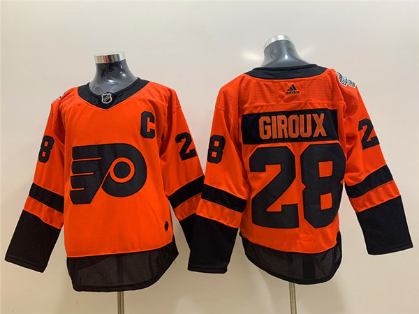 Mens Philadelphia Flyers #28 Claude Giroux  adidas Orange 2019 NHL Stadium Series Jersey