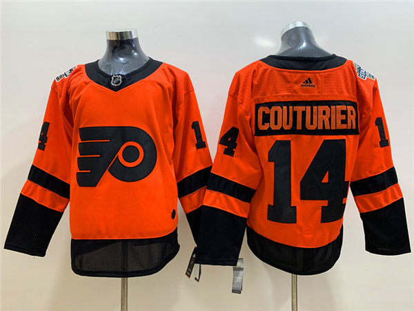 Mens Philadelphia Flyers #14 Sean Couturier adidas Orange 2019 NHL Stadium Series Jersey