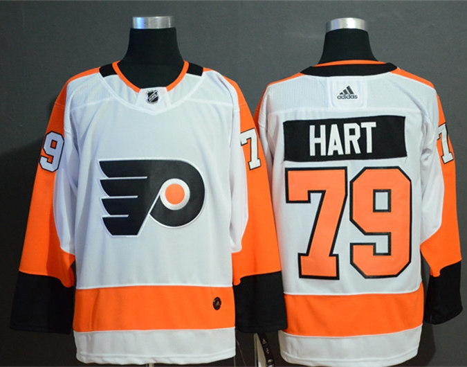 Mens Philadelphia Flyers #79 Carter Hart adidas Away White Authentic Jersey