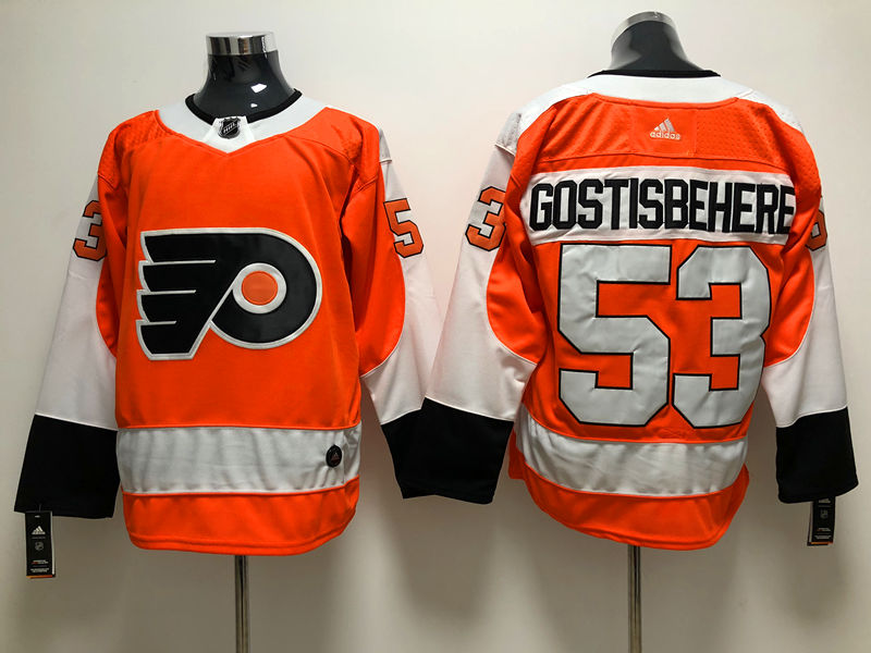 Mens Philadelphia Flyers #53 Shayne Gostisbehere  adidas Orange Authentic Jersey