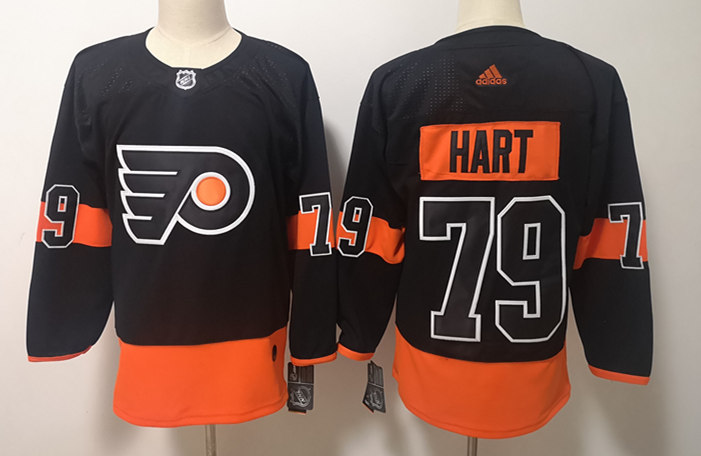 Mens Philadelphia Flyers #79 Carter Hart adidas Black Alternate Jersey