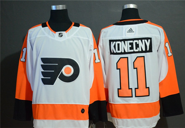 Mens Philadelphia Flyers #11 Travis Konecny adidas Away White Authentic Jersey