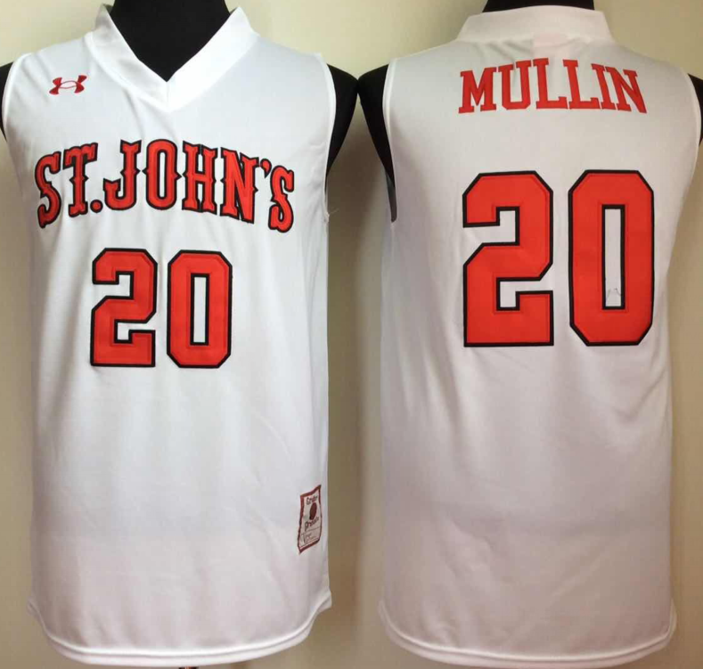Mens St. John's Red Storm #20 Chris Mullin White Under Armour Throwback Basketball Jersey
