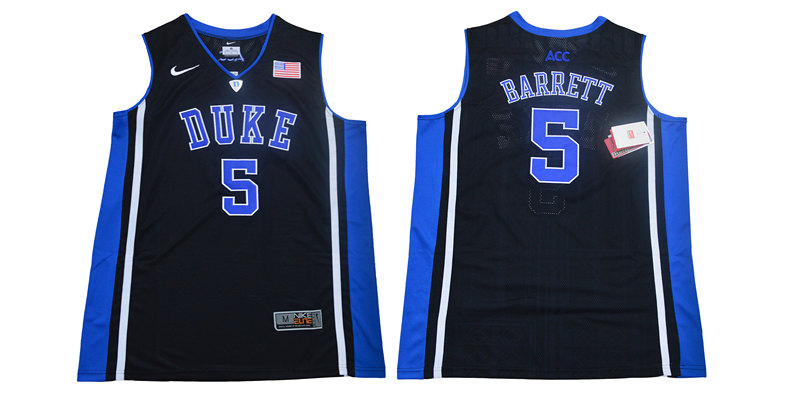 Men's Duke Blue Devils #5 R. J. Barrett Nike Black Elite Basketball Jersey