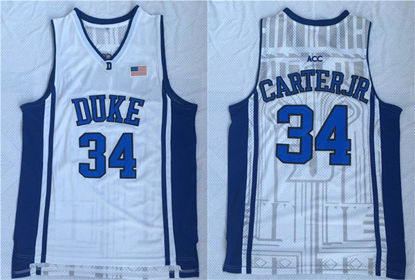 Men's Duke Blue Devils #34 Wendell Carter Jr. Nike White Elite Basketball Jersey