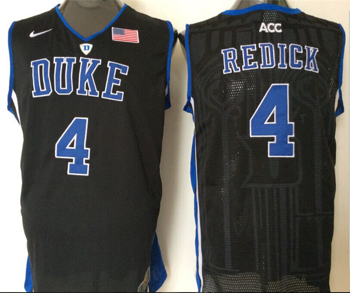 Men's Duke Blue Devils 4 J.J. Redick Nike Black Elite Basketball Jersey
