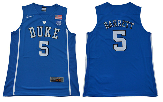 Men's Duke Blue Devils #5 R. J. Barrett Nike Blue Limited Basketball Jersey