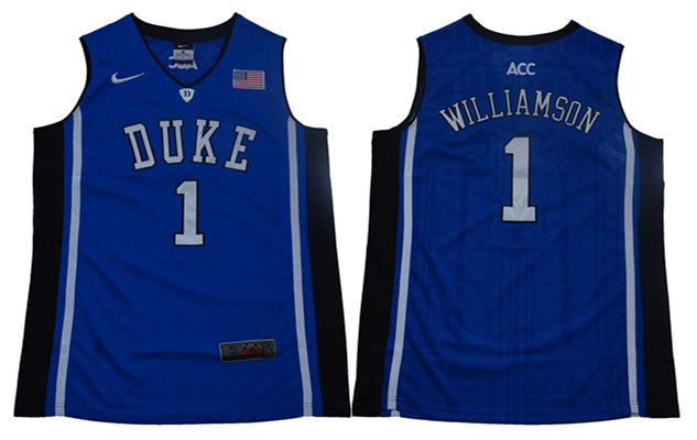 Men's Duke Blue Devils #1 Zion Williamson Nike Blue Limited Basketball Jersey
