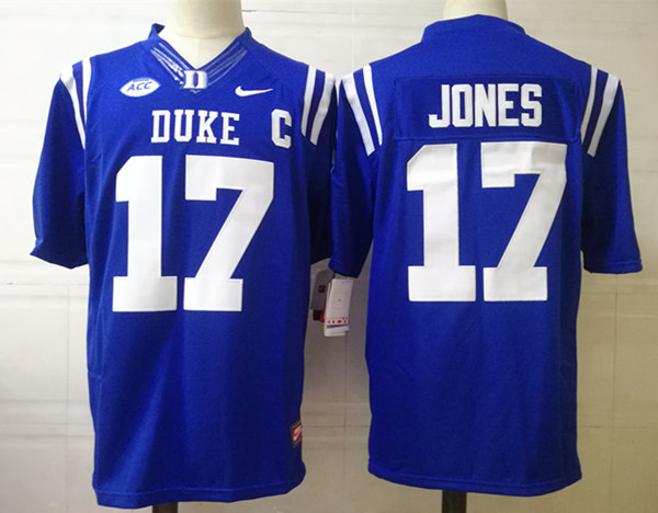 Mens NCAA Duke Blue Devils #17 DANIEL JONES Nike Blue Football Jerseys