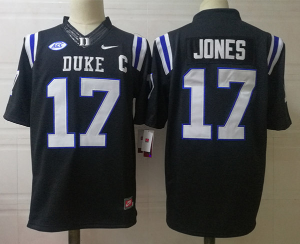 Mens Duke Blue Devils #17 DANIEL JONES Nike Black Stitched NCAA College Football Jerseys