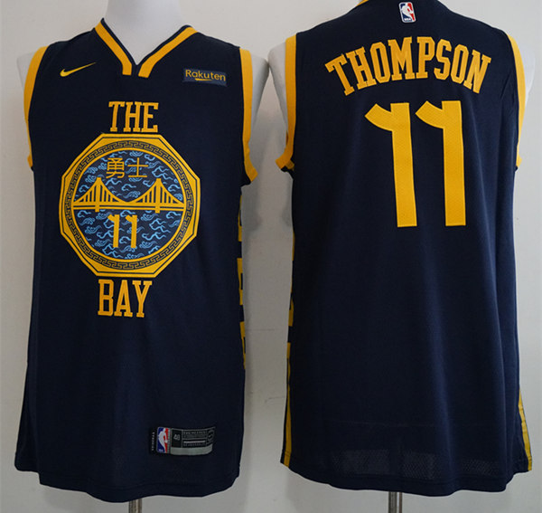 Men's Golden State Warriors #11 Klay Thompson Navy City Edition Swingman Jersey
