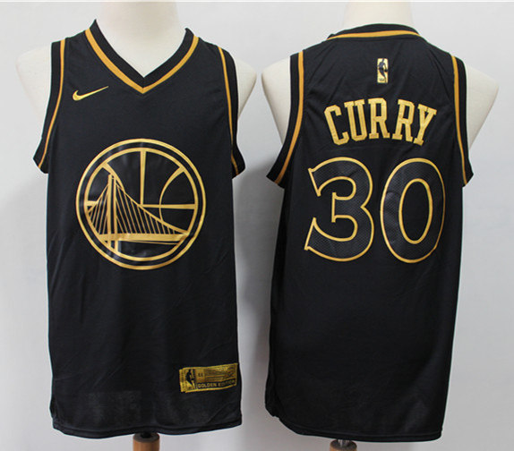Men's Golden State Warriors #30 Stephen Curry  Nike Black Gold Edition Jersey 