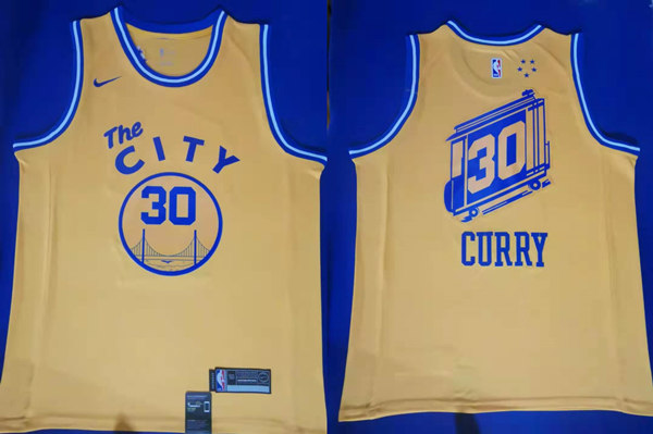Men's Golden State Warriors #30 Stephen Curry Nike Gold The City Classic Edition Swingman Jersey