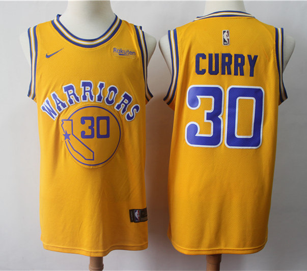 Men's Golden State Warriors #30 Stephen Curry Nike Gold Hardwood Classics Swingman Jersey