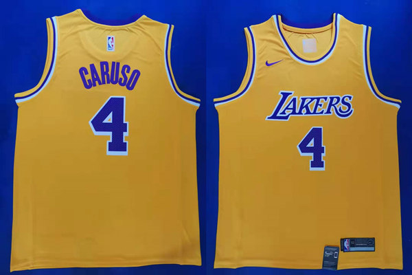 Men's Los Angeles Lakers #4 Alex Caruso Nike Gold Icon Edition Swingman Jersey