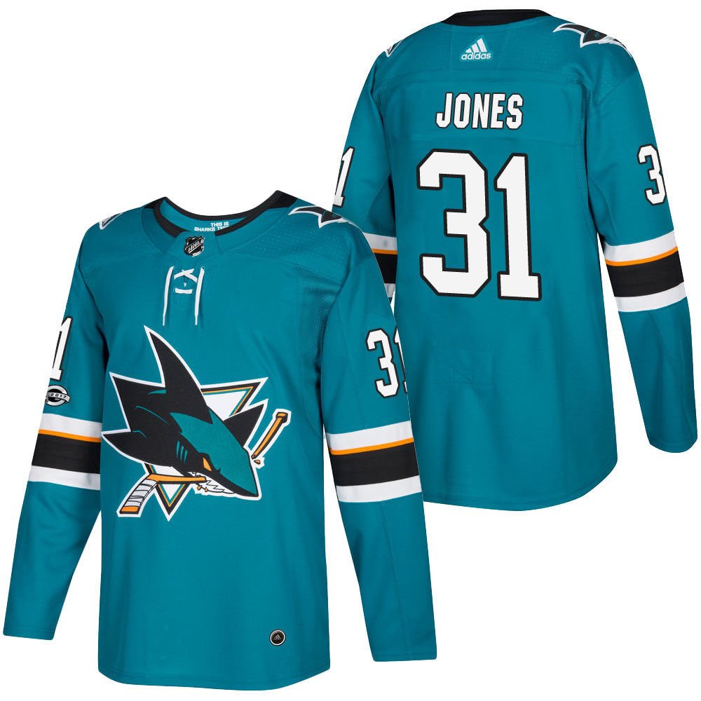 Mens San Jose Sharks #31 Martin Jones adidas Home Green Jersey