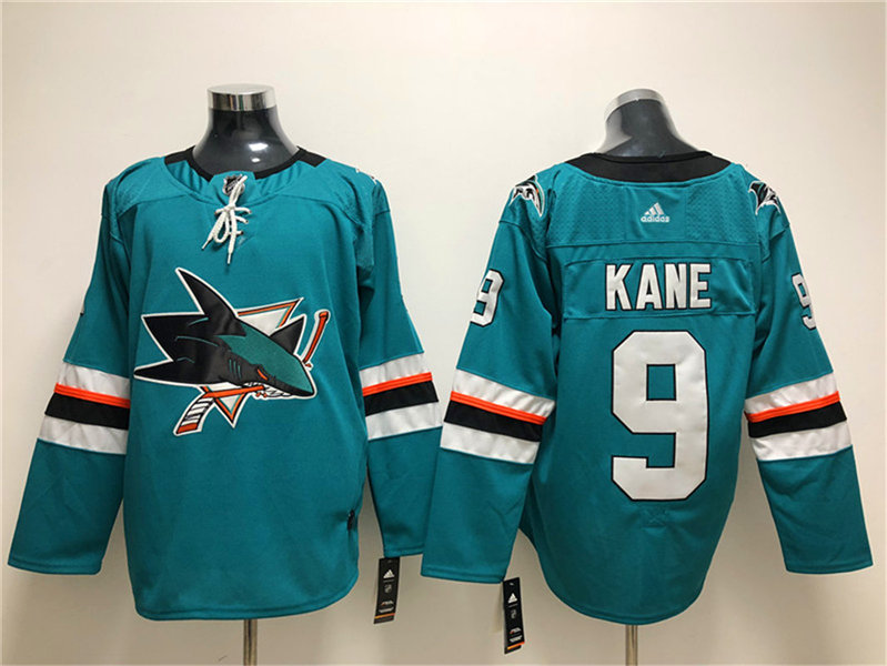 Mens San Jose Sharks #9 Evander Kane adidas Home Green Jersey