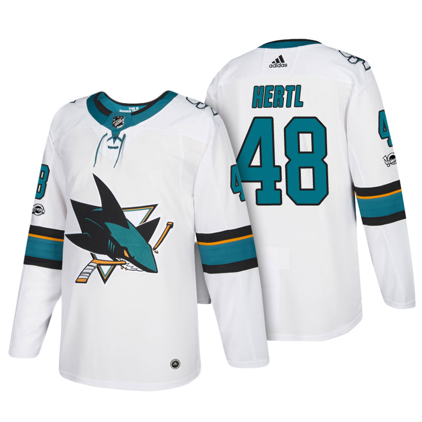 Mens San Jose Sharks #48 Tomas Hertl  adidas Away White Jersey