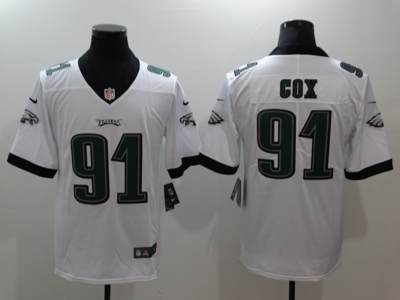 Men's Philadelphia Eagles #91 Fletcher Cox Nike White NFL Vapor Limited Jersey 