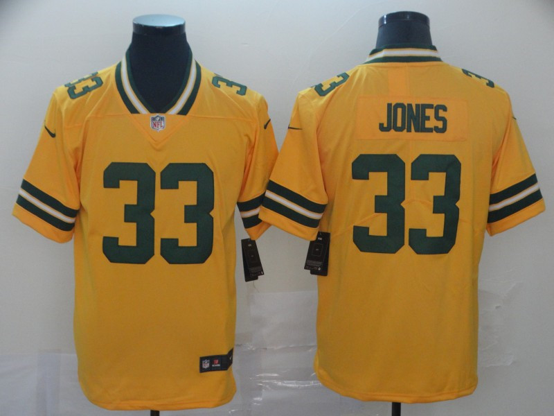 Men's Green Bay Packers #33 Aaron Jones Nike Gold Inverted Game Jersey