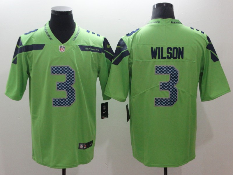 Men's Seattle Seahawks #3 Russell Wilson Nike Neon Green Color Rush Limited Jersey