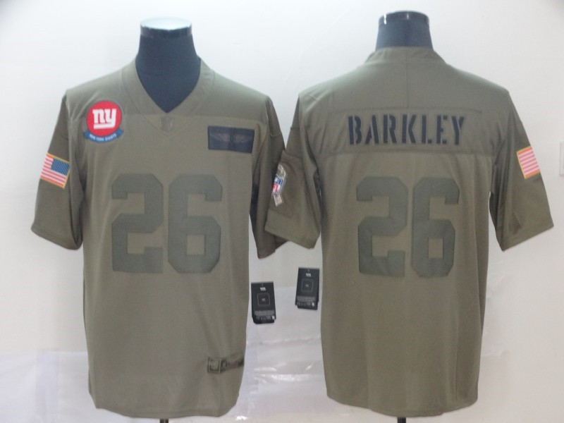 Men's New York Giants #26 Saquon Barkley  Nike Olive 2019 Salute to Service Game Jersey