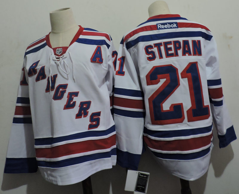 Mens New York Rangers #21 Derek Stepan Reebok White Jersey