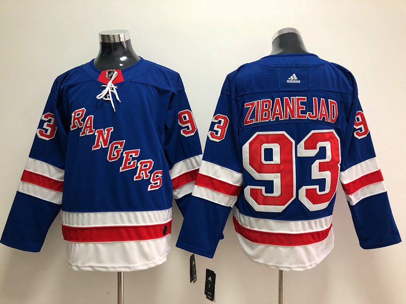 Mens New York Rangers #93 Mika Zibanejad Adidas Home Royal Blue Jersey
