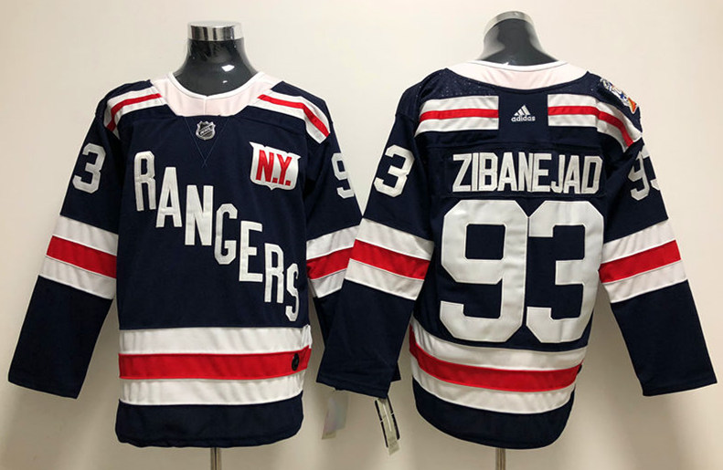 Mens New York Rangers #93 Mika Zibanejad Navy Blue Adidas 2018 Winter Classic NHL Jersey