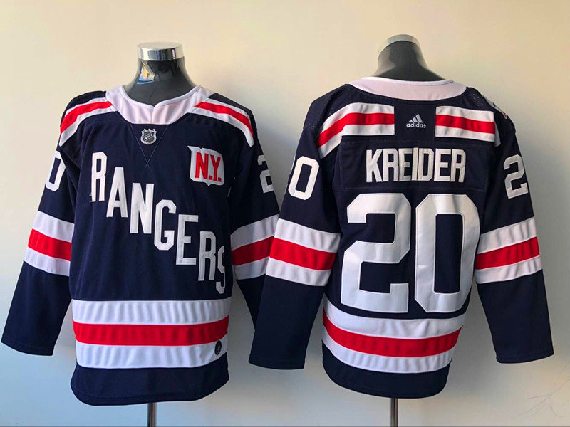 Mens New York Rangers #20 Chris Kreider Navy Blue Adidas 2018 Winter Classic NHL Jersey