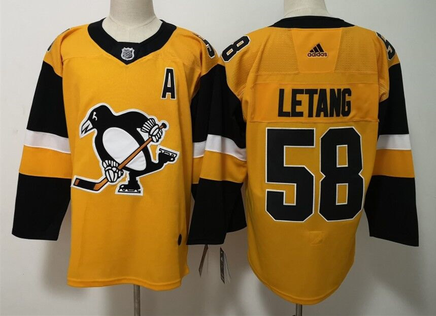 Mens Pittsburgh Penguins #58 Kris Letang adidas Gold Alternate Player Jersey