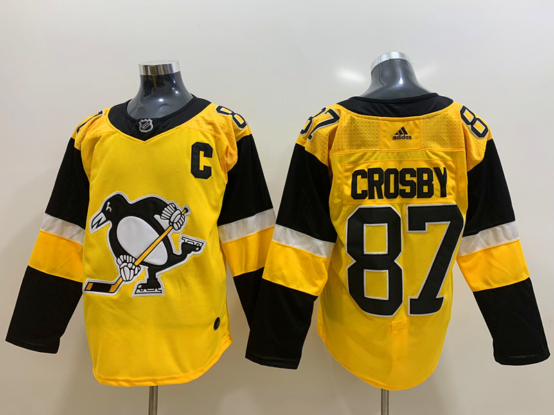 Mens Pittsburgh Penguins #87 Sidney Crosby adidas Gold Alternate Player Jersey