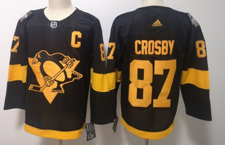 Mens Pittsburgh Penguins #87 Sidney Crosby adidas Black 2019 NHL Stadium Series Authentic Player Jersey