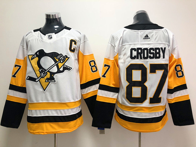 Mens Pittsburgh Penguins #87  Sidney Crosby adidas Away White Player Jersey