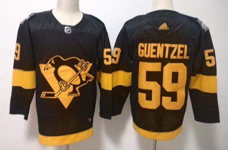 Mens Pittsburgh Penguins #59 Jake Guentzel adidas Black 2019 NHL Stadium Series Authentic Player Jersey