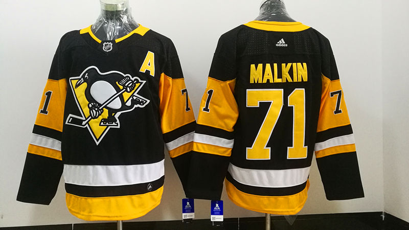 Mens Pittsburgh Penguins #71 Evgeni Malkin adidas Home Black Player Jersey