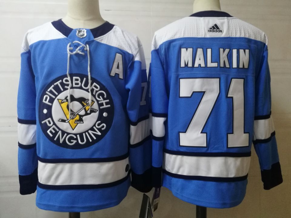 Mens Pittsburgh Penguins #71 Evgeni Malkin adidas Blue Player Jersey