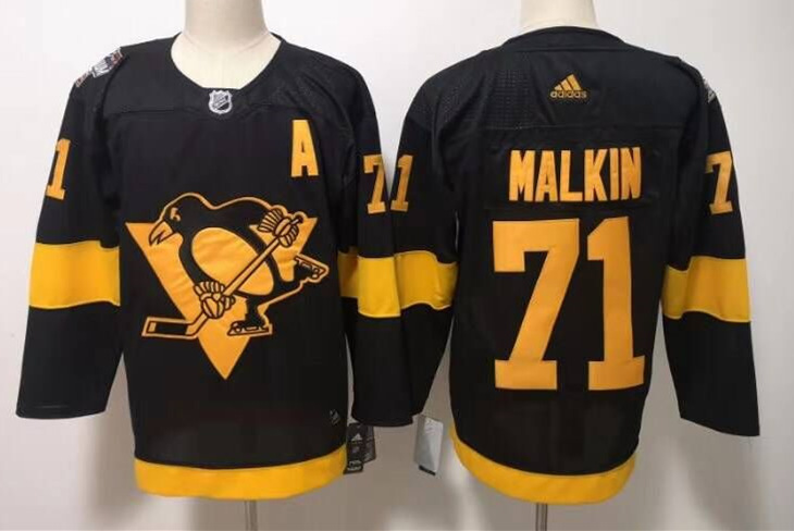Mens Pittsburgh Penguins #71 Evgeni Malkin adidas Black 2019 NHL Stadium Series Authentic Player Jersey