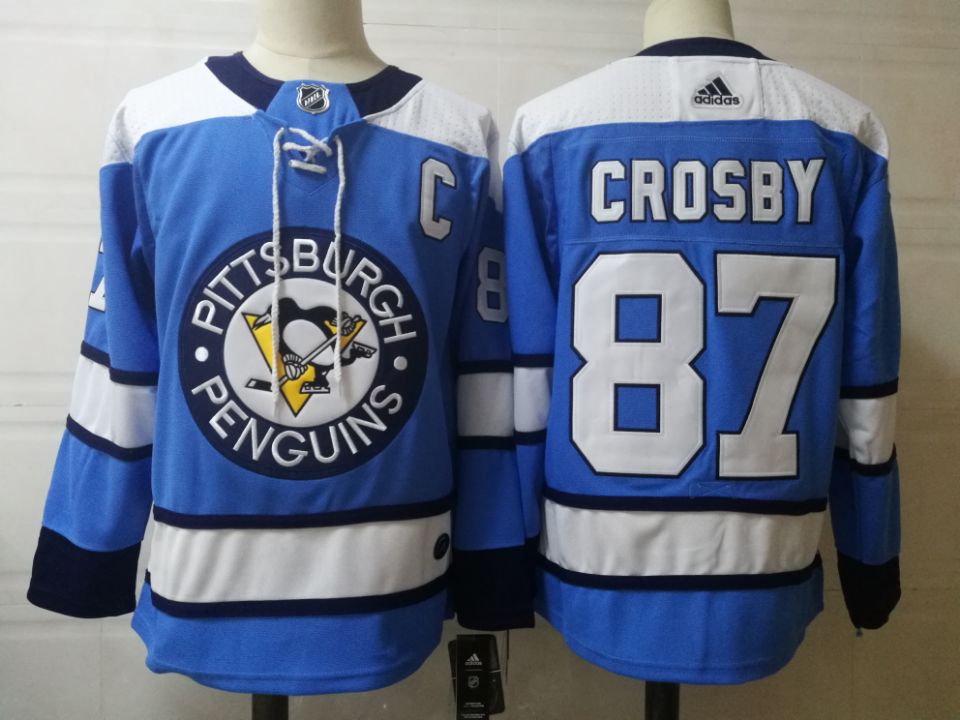 Mens Pittsburgh Penguins #87  Sidney Crosby adidas Blue Player Jersey