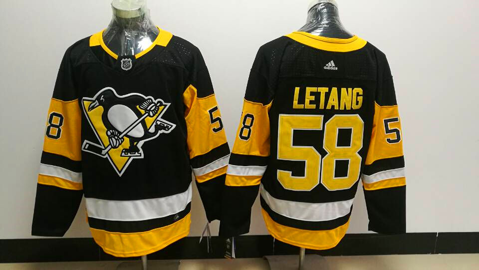 Mens Pittsburgh Penguins #58 Kris Letang adidas Home Black Player Jersey