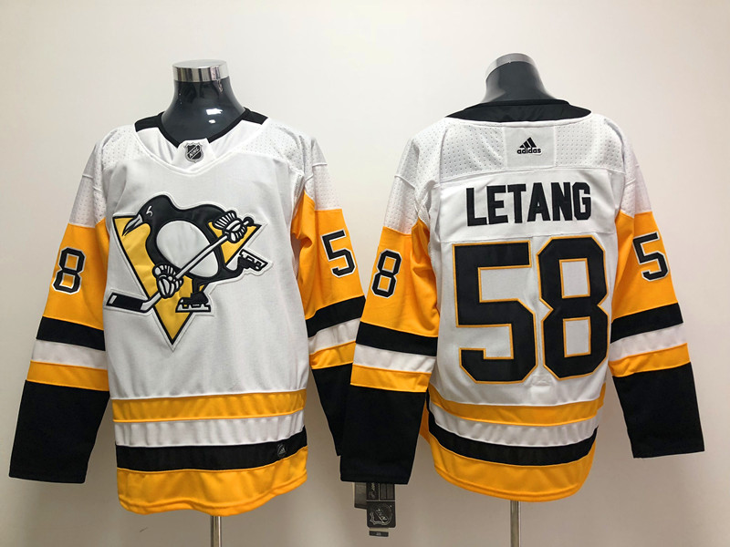 Mens Pittsburgh Penguins #58 Kris Letang adidas Away White Player Jersey