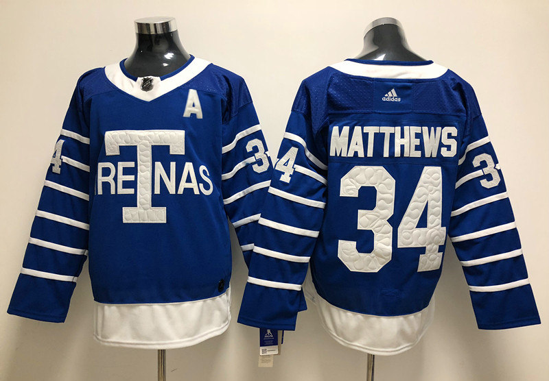 Mens Toronto Maple Leafs #34 Auston Matthews adidas Blue Third Player Jersey
