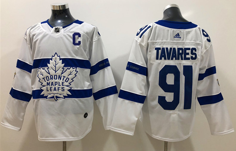 Mens Toronto Maple Leafs #91 John Tavares Fanatics White 2018 NHL Stadium Series Player Jersey