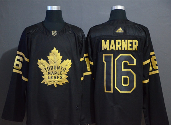 Mens Toronto Maple Leafs #16 Mitchell Marner adidas Black Golden Edtion Jersey